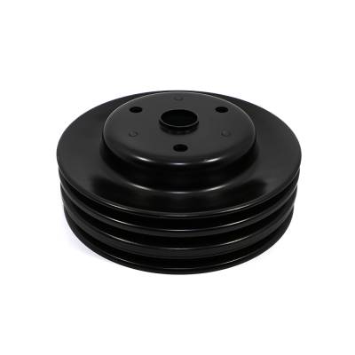 Assault Racing Products - Small Block Chevy 3 Groove Black Steel Crankshaft Pulley Long Water Pump SBC - Image 2