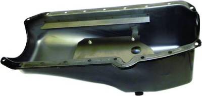 Oil Pans, Pick ups, and Dipsticks - Circle Track Oil Pan  - Assault Racing Products - Small Block Chevy 5QT. Claimer Black Oil Pan Cheater Style 305 327 350 1955-1979