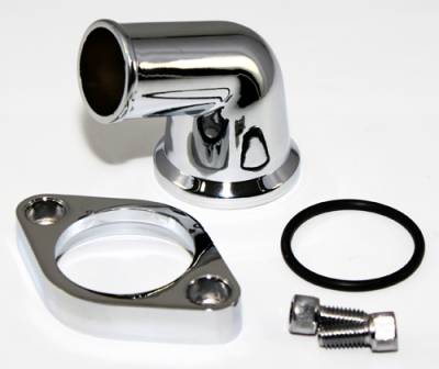 Small Block Chevy Chrome Thermostat Housing 15 Degree Swivel Water Neck SBC BBC