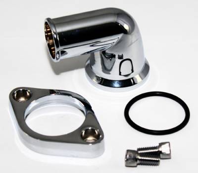 Small Block Chevy Chrome Thermostat Housing 90 Degree Swivel Water Neck SBC BBC