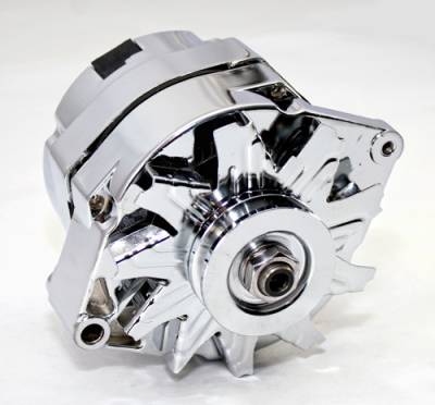 KMJ Performance Parts - GM Style Chrome 1 One or 3 Three Wire SBC BBC Chevy Pontiac Alternator 110 Amp - Image 2