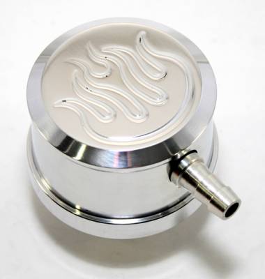 Polished Flame Etched Breather W/ PCV Valve Chevy Ford Mopar Billet Aluminum