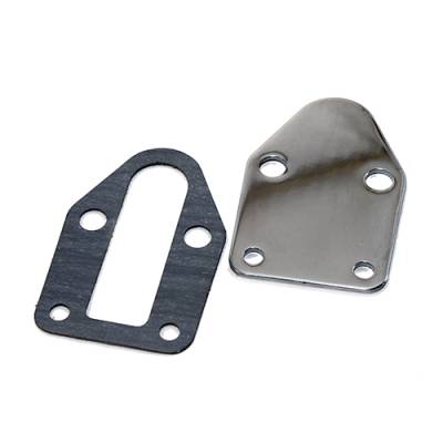Assault Racing Products - Small Block Chevy Chrome Steel Fuel Pump Block Off Plate W/ Gasket SBC 350 400 - Image 2