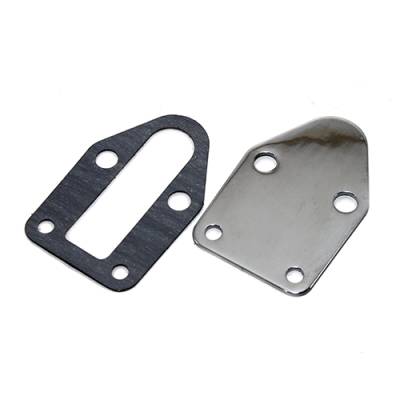 Assault Racing Products - Small Block Chevy Chrome Steel Fuel Pump Block Off Plate W/ Gasket SBC 350 400 - Image 1