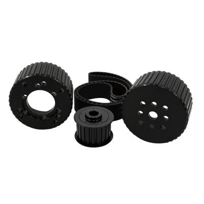 SBC Black Gilmer Belt Drive Pulley Kit Short Water Pump Billet Aluminum 350 400