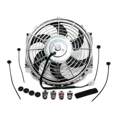 10" Chrome S-Blade Curved Electric Radiator Cooling Fan Universal / Mounting Kit