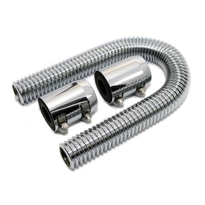 24" Flexible Stainless Steel Upper or Lower Radiator Hose Kit with Chrome Caps