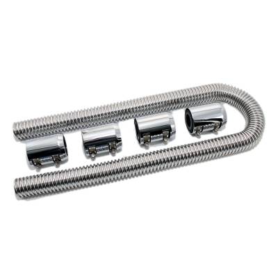Universal 48" Stainless Steel Radiator Flexible Coolant Water Hose Kit With Caps