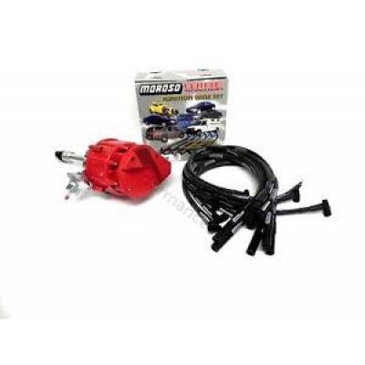 Big Block Chevy 454 HEI Distributor & Moroso Mag-Tune Black Spark Plug Wires