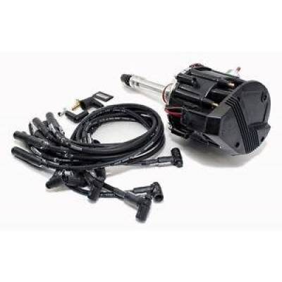 BBC 454 Chevy HEI 65KV Black One Wire Distributor w/ Moroso Ultra 40 Wires Kit