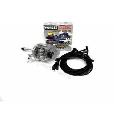 Big Block Chevy 454 Clear Cap One Wire HEI Distributor & Moroso Spark Plug Wires