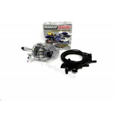 BBC Chevy 454 HEI Clear Cap Distributor & Moroso Spark Plug Wires Ignition Kit