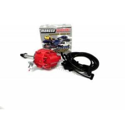 BBC Chevy 454 One Wire HEI Distributor & Moroso 8mm Black Spark Plug Wires Kit