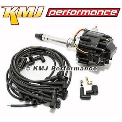 BBC Chevy 454 Black One Wire HEI Distributor & Moroso 8mm Black Spark Plug Wires