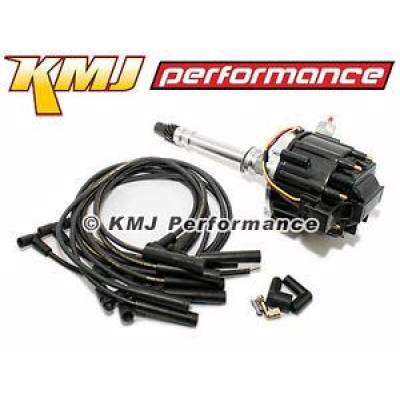 KMJ Performance Parts - BBC Chevy 396 427 454 Black Cap HEI Distributor & Moroso OVC Spark Plug Wires