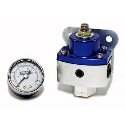 5-12 PSI Adjustable Fuel Pressure Regulator Blue Anodized Aluminum 3/8"; w/ Gauge