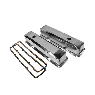 58-86 SBC Chevy Polished Tall Aluminum Valve Cover Recessed 350 400 Fel Pro 1604