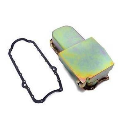 1955-79 SBC Small Block Chevy Zinc Plated Oil Pan W/ One Piece Silicone Gasket