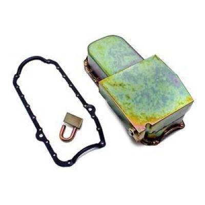 1955-79 SBC Small Block Chevy Zinc Plated Oil Pan - STD. Pickup One Piece Gasket