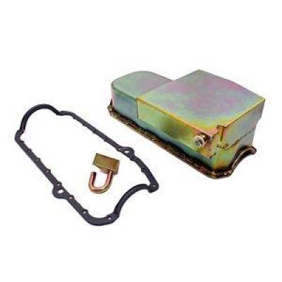 1955-79 SBC Small Block Chevy Zinc Plated Oil Pan - HV Pickup One Piece Gasket