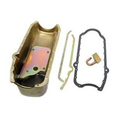 Small Block Chevy 5QT. Claimer Zinc Oil Pan Cheater 327 350 - HV pickup Gasket
