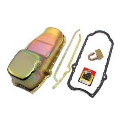 Small Block Chevy 5QT. Claimer Zinc Oil Pan Cheater 350 HV Pickup Gasket Studs