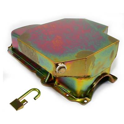 SBC CHEVY CHAMP STYLE ZINC OIL PAN 8 QT + TUBE 86+ 1 PC