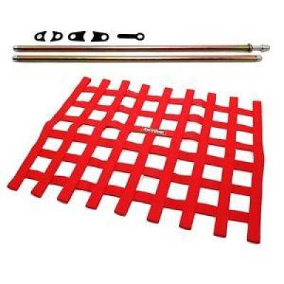 RaceQuip Red Window Net and Mounting Install Kit Non SFI Circle Track Racing