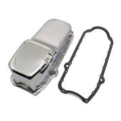 SBC 58-79 Stock Capacity 4 QT Chrome Oil Pan 350 400 Small Block Chevy W/ Gasket