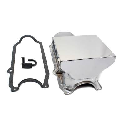 86-02 Chevy 350 Chrome 7qt Drag Style Oil Pan 1 Pc Main SBC / STD. Pickup Gasket