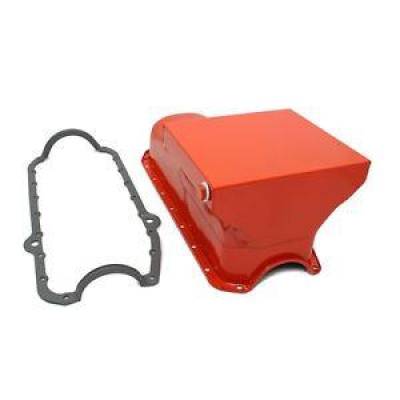 58-79 SBC Chevy Orange Drag Race Style Oil Pan 7qt 350 400 Small Block W/ Gasket