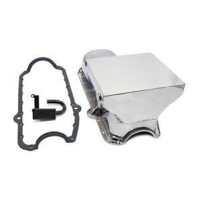 80-85 SBC Chevy Chrome Drag Race Style Oil Pan 7qt 305 350 W/ STD. Pickup Gasket