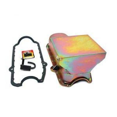 80-85 SBC Chevy Zinc Drag Style Oil Pan 7qt 350 5.7 W/ STD. Pickup Studs Gasket