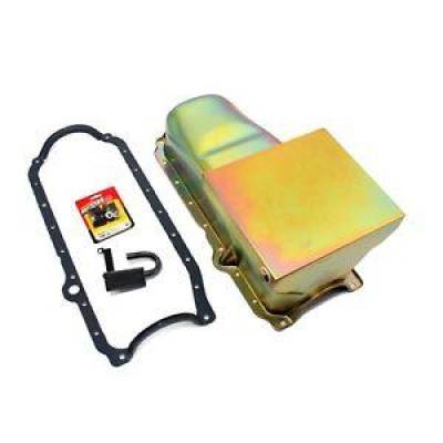 1986-02 SBC Chevy Zinc Drag Style Oil Pan 7qt 350 W/ STD. Pickup Studs Gasket