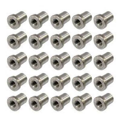 25 Pack Chassis WeldOn Nut 1/2";-13 Thread Weldable 7/8"; Long Fits 3/4"; ID Tubing