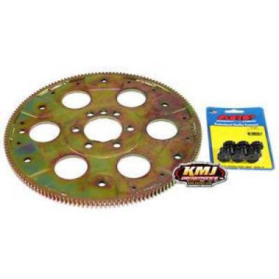 Transmission and Rearend Accessories - Flexplates and Dust Covers  - KMJ Performance Parts - SFI 153 Tooth SBC - BBC Chevy Flexplate Internal Balance 350 396 SBC + ARP Bolts
