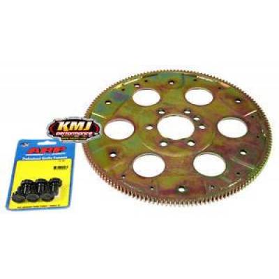 Transmission and Rearend Accessories - Flexplates and Dust Covers  - KMJ Performance Parts - SFI SBC - BBC Chevy 350 396 427 Flexplate Internal Balance 168T SBC + ARP Bolts