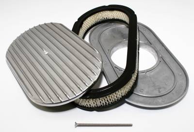 Assault Racing Products - 15" Full Finned Polished Aluminum Oval Retro Air Cleaner Assembly Kit w/ Element - Image 2