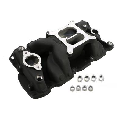 Engine Components - Intakes - Assault Racing Products - 55-86 SBC Chevy Black Aluminum Dual Plane Air Gap Intake 305 327 350 400
