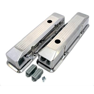 Engine Components - Valve Covers - Assault Racing Products - 58-86 SBC Chevy 350 400 Polished Aluminum Ball Mill Recessed Tall Valve Covers