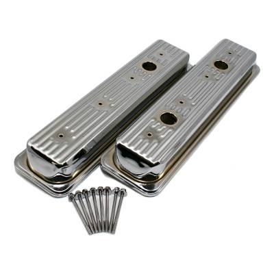 87-00 SBC Chevy Chrome Centerbolt Valve Covers - Factory Style 5.0 305 5.7 350