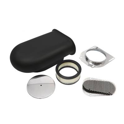 Black Aluminum Hilborn Style Smooth Hood Air Scoop Kit 4 Barrel Carburetor