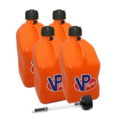 VP Racing 4-Pack Square Fuel Jugs with extra Cap and Filler Hose