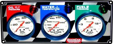 QuickCar 61-0621 Autometer Ultra Nite 3 Gauge Panel Oil Pressure Water Temp Fuel