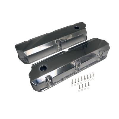 SBF Ford Polished Fabricated Aluminum Valve Covers - Short Bolt 289 302 351W