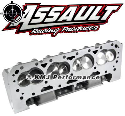 Assault Racing Products - Complete PAIR of SBC Chevy Aluminum Cylinder Heads 205cc 64 Angle Plug .550 Max Lift Springs 7/16" Studs and Flat Guide Plates - Image 2
