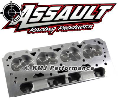 Assault Racing Products - Complete PAIR of SBC Chevy Aluminum Cylinder Heads 205cc 64 Angle Plug .550 Max Lift Springs 7/16" Studs and Flat Guide Plates - Image 3