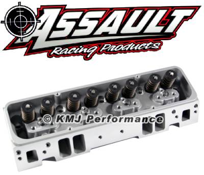 Assault Racing Products - Complete PAIR of SBC Chevy Aluminum Cylinder Heads 205cc 64 Angle Plug .550 Max Lift Springs 7/16" Studs and Flat Guide Plates - Image 4