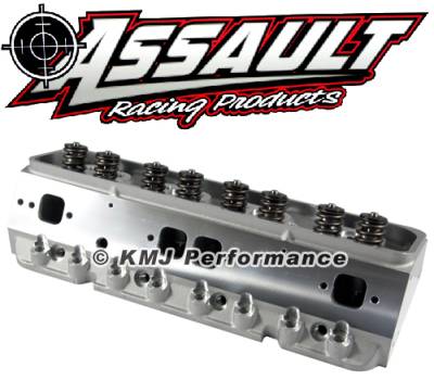 Assault Racing Products - Complete PAIR of SBC Chevy Aluminum Cylinder Heads 205cc 64 Angle Plug .550 Max Lift Springs 7/16" Studs and Flat Guide Plates - Image 5