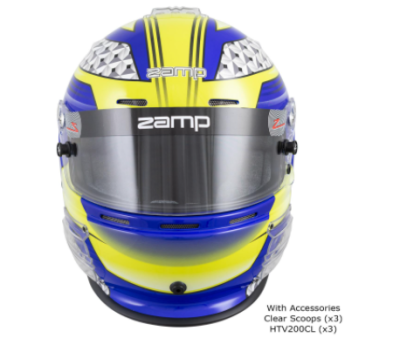 Zamp - Zamp RZ-62 Helmet Blue / Green Graphic Snell SA2020 - Image 1